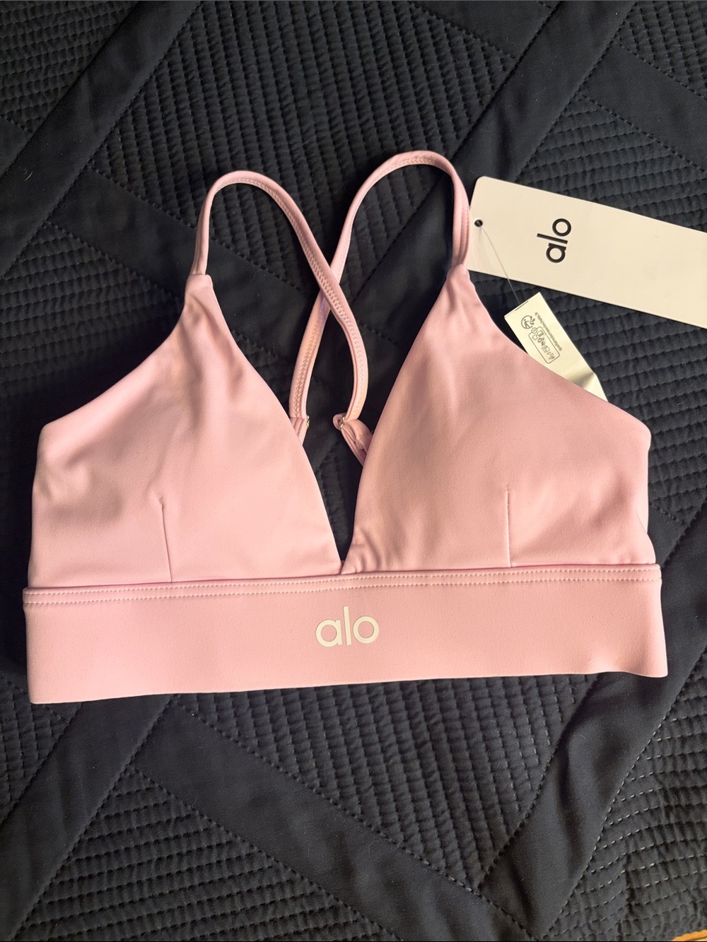 ALO Yoga Light Pink V-Neck Strappy Bralette